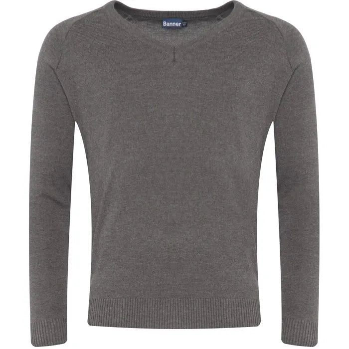 Grey V-Neck Jumper (50/50)